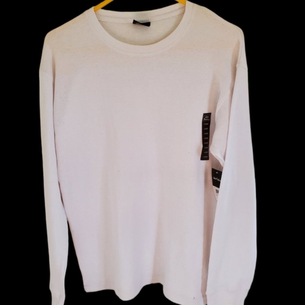 🆕 Large Jake Austin White Henley Knit Men's Pullover